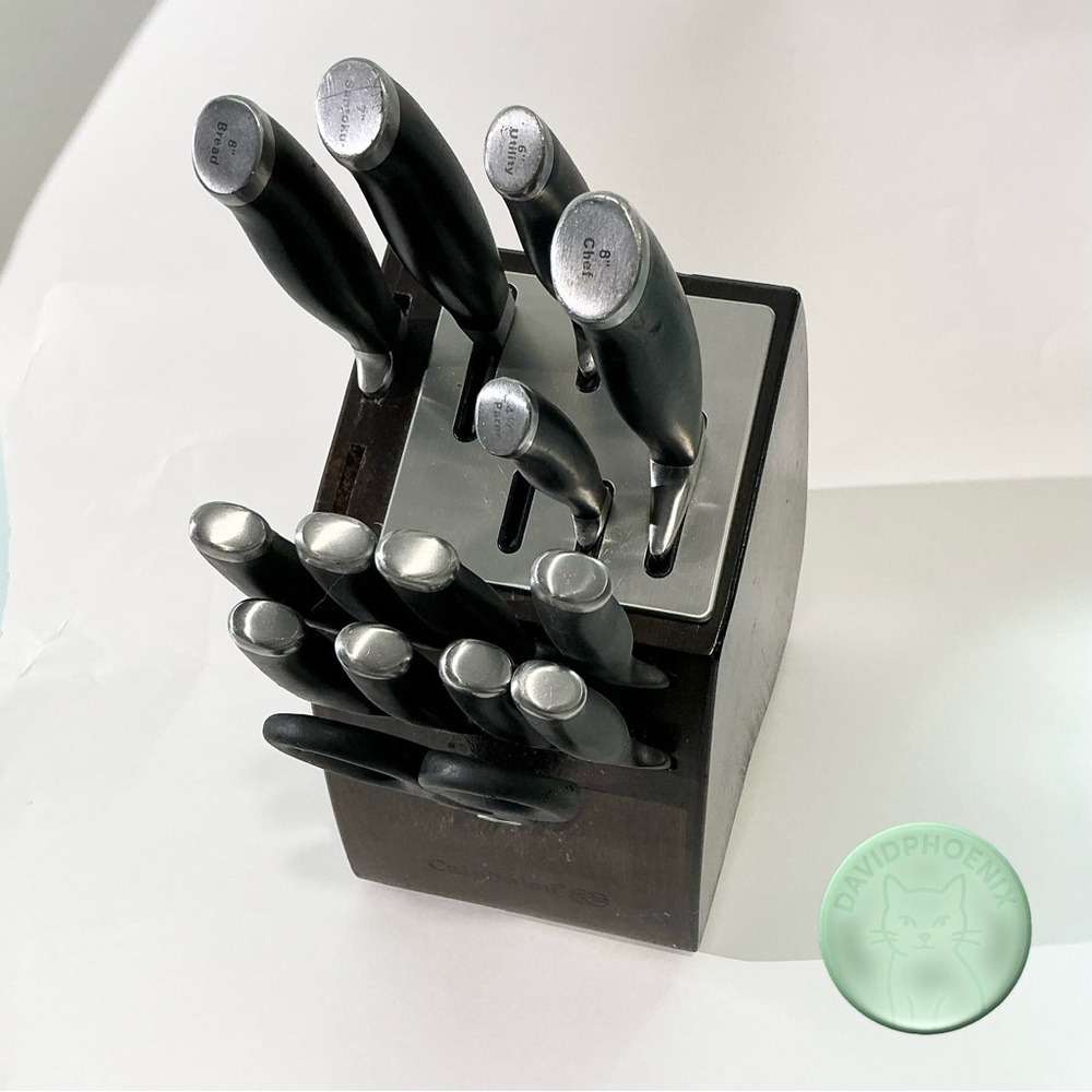 Calphalon Contemporary Self-Sharpening 15 Pc Knife Block Set Chef Santoku Knife - Picture 2 of 14